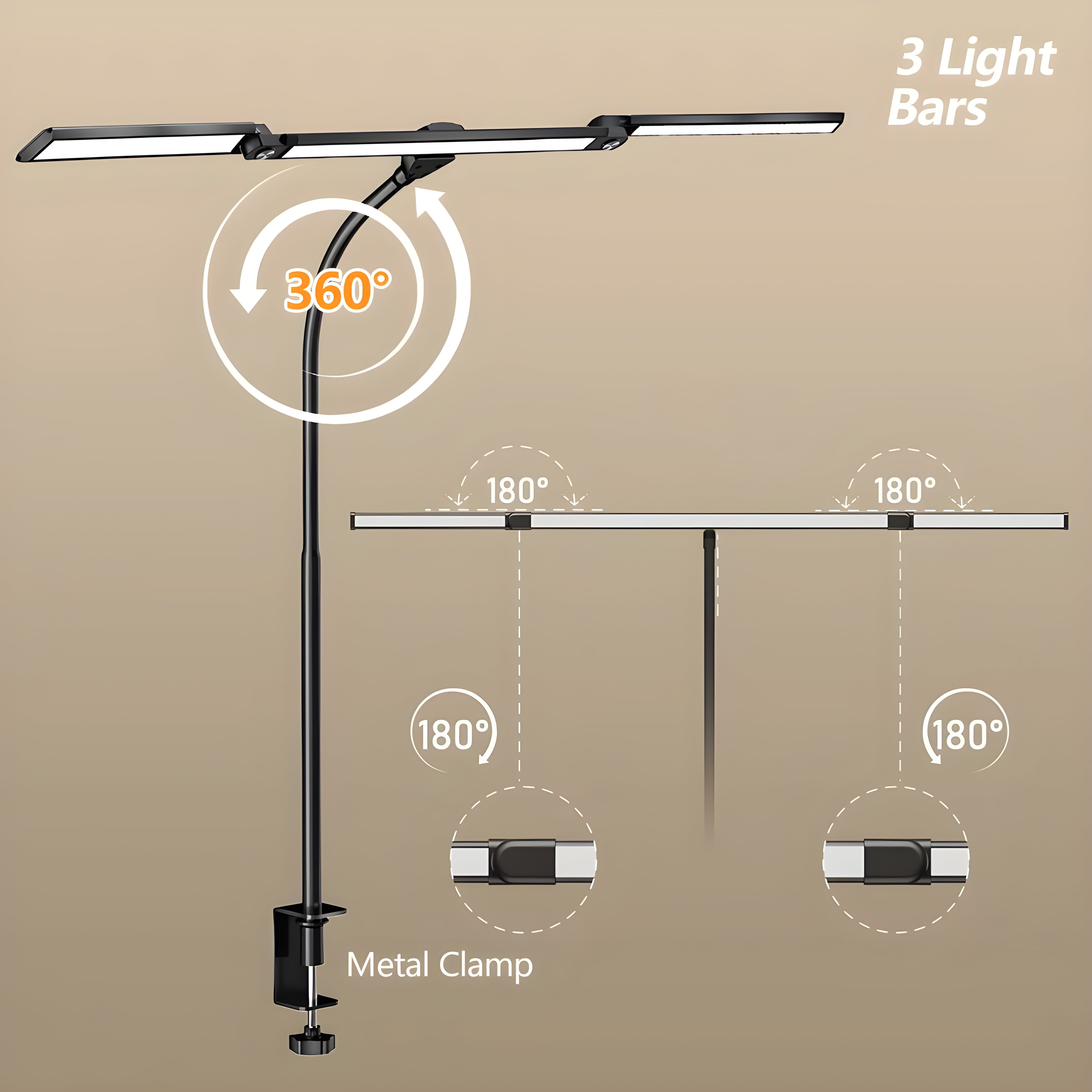 Lampa biurkowa LED z ruchomą szyjką – Ultra jasna, przyjazna dla oczu lampa na biurko do domowego biura