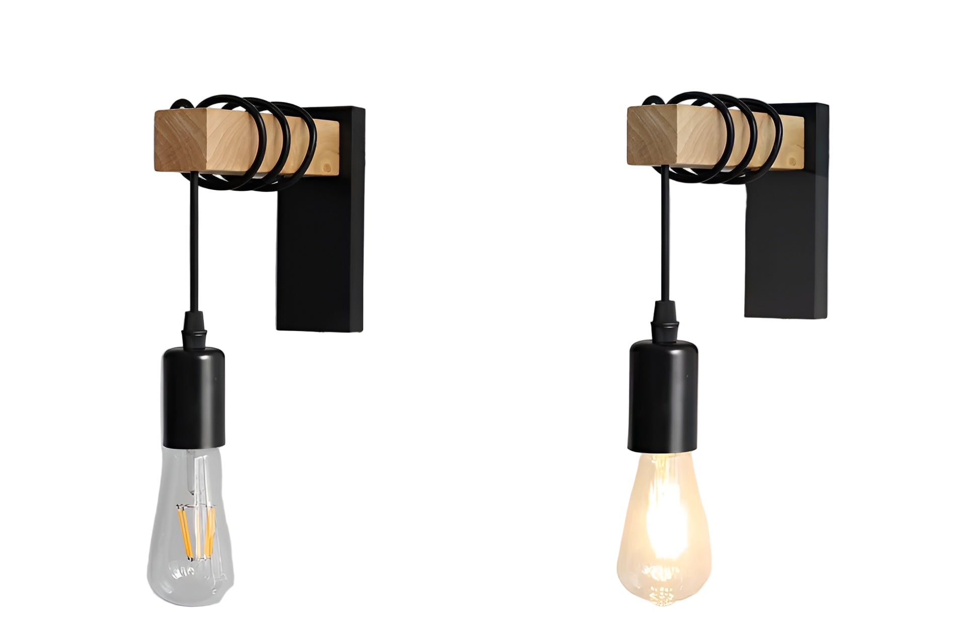 Kinkiet ścienny z żelaza i drewna – Stylowy kinkiet vintage do sypialni i salonu, optymalne oświetlenie w eleganckim stylu