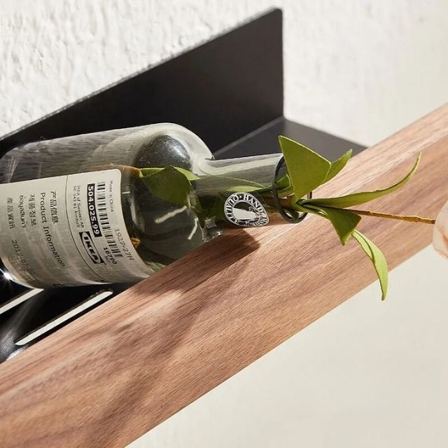 Samoprzylepny Regał Łazienkowy z Litego Drewna – Łatwy Montaż, Stylowy Design, Idealny do Przechowywania Kosmetyków i Ręczników 7