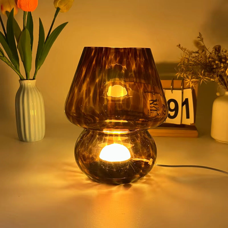 Lampa stołowa szklana w stylu vintage – Zestaw lamp do salonu z funkcją ściemniania i kompaktową podstawą, idealne do sypialni