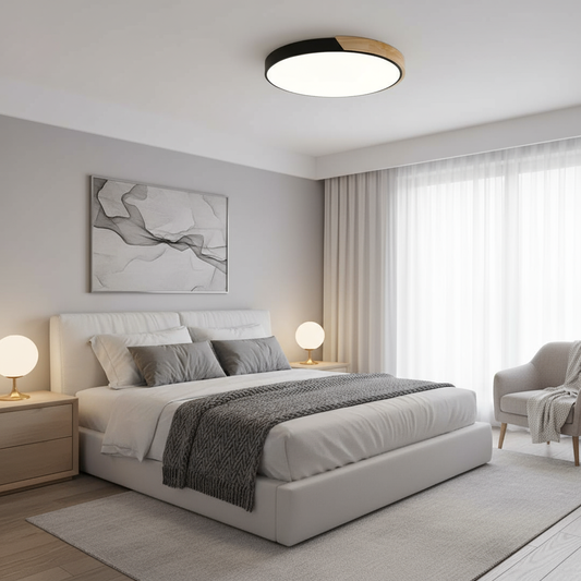 Skandynawska Lampa Sufitowa LED z Drewna i Metalu Ø 23-30 cm - Idealna do Salonu i Sypialni 1