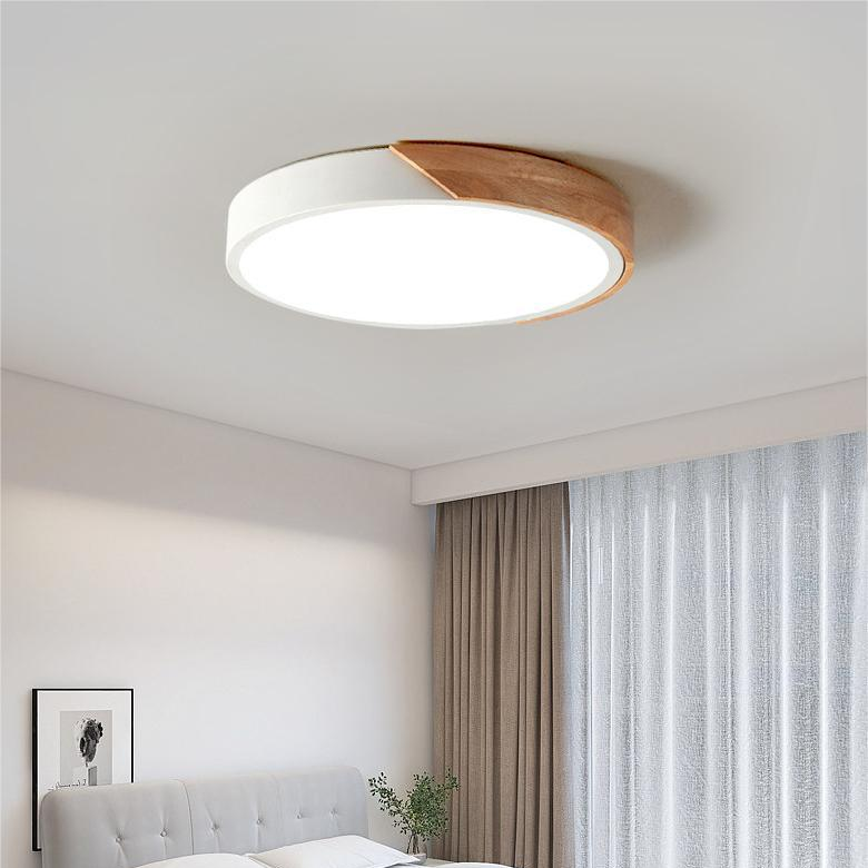 Skandynawska Lampa Sufitowa LED z Drewna i Metalu Ø 23-30 cm - Idealna do Salonu i Sypialni 4