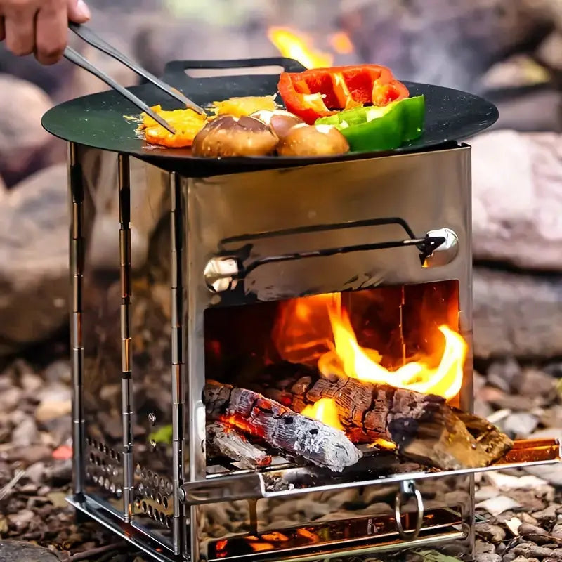 Składany Piec ze Stali Nierdzewnej na Camping – Lekki i Kompaktowy, Idealny do Grillowania i Gotowania w Plenerze 6