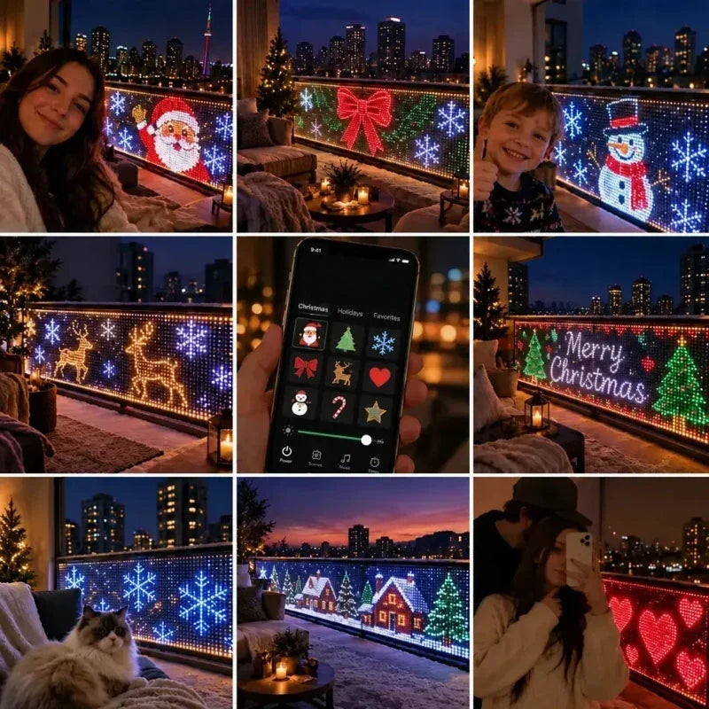 Kurtyna LED 2x2 m – rozmieszczenie lampek co 10 cm