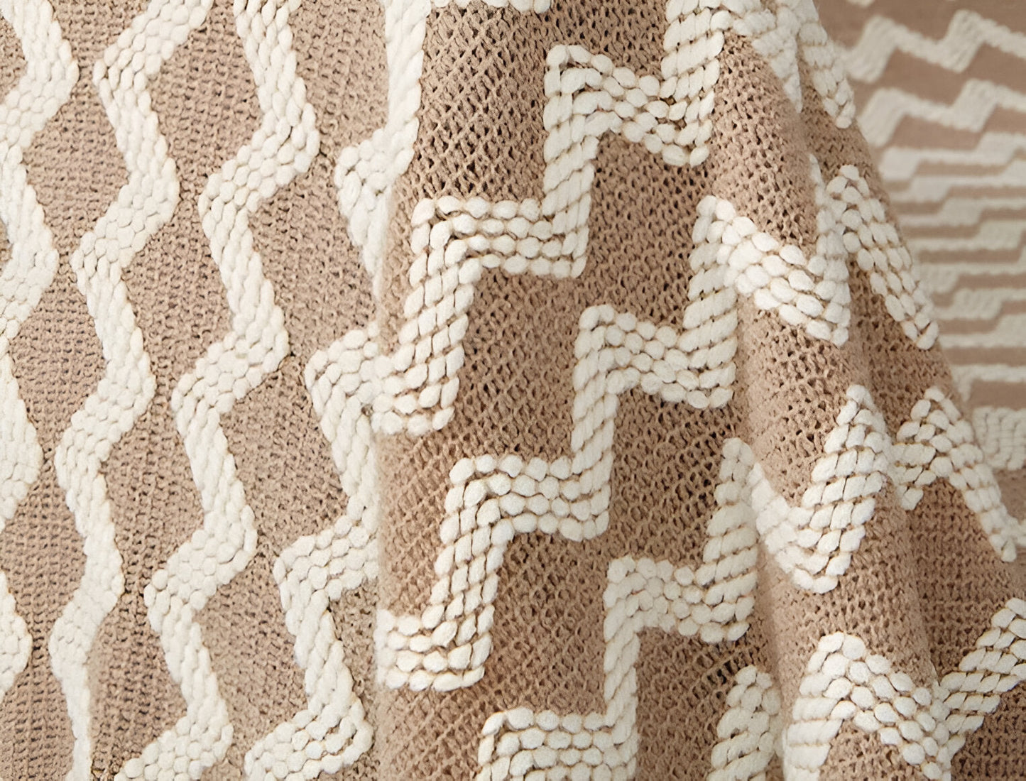 Stylowy Kocyk Fleece z Frędzlami, Geometriczny Wzór Boho, Komfort przez Cały Rok, 130x220 cm, Żółty, Niebieski, Zielony, Bordowy 4