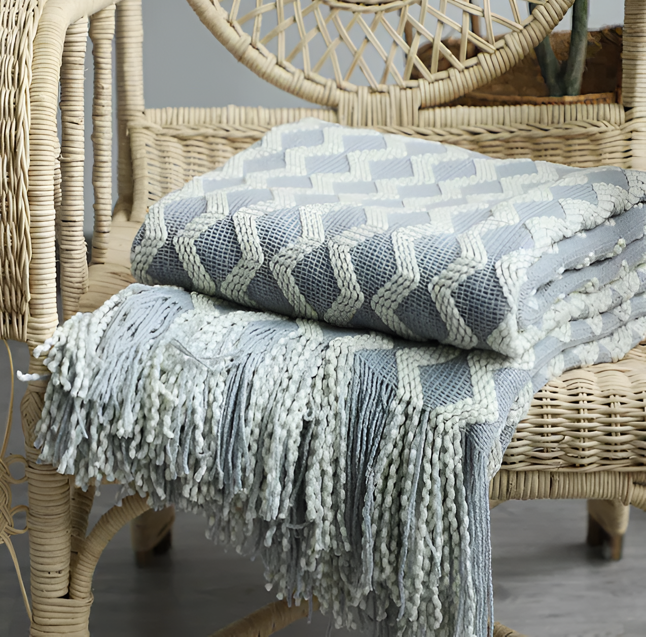 Stylowy Kocyk Fleece z Frędzlami, Geometriczny Wzór Boho, Komfort przez Cały Rok, 130x220 cm, Żółty, Niebieski, Zielony, Bordowy 6