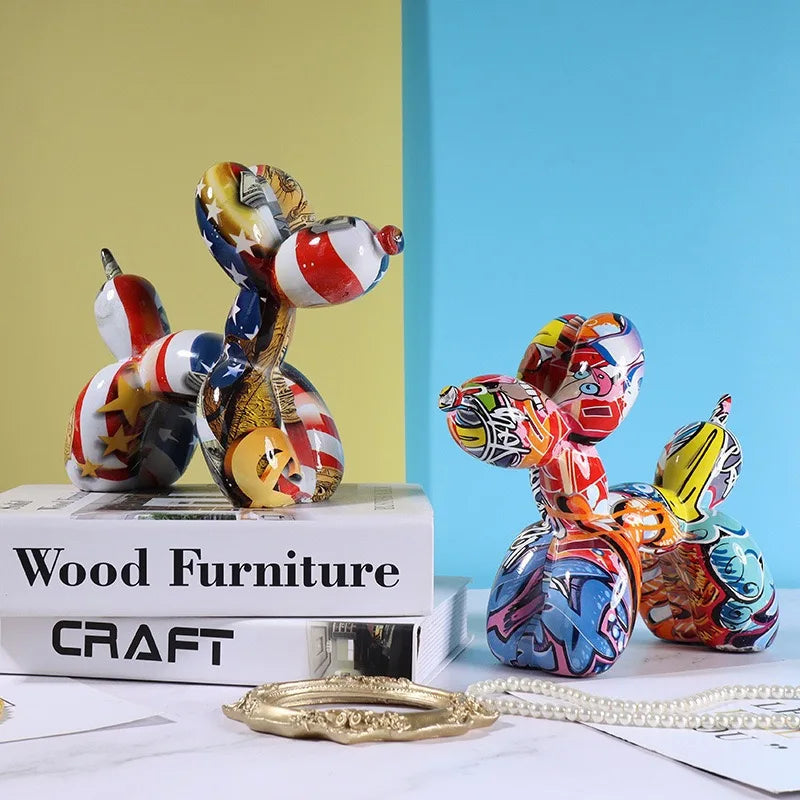 Unikalna Inflatable Dog Decoration z Wysokiej Jakości Żywicy – Ręcznie Wykonana, 21x17x9 cm, Kolorowa Figura do Wnętrz 2