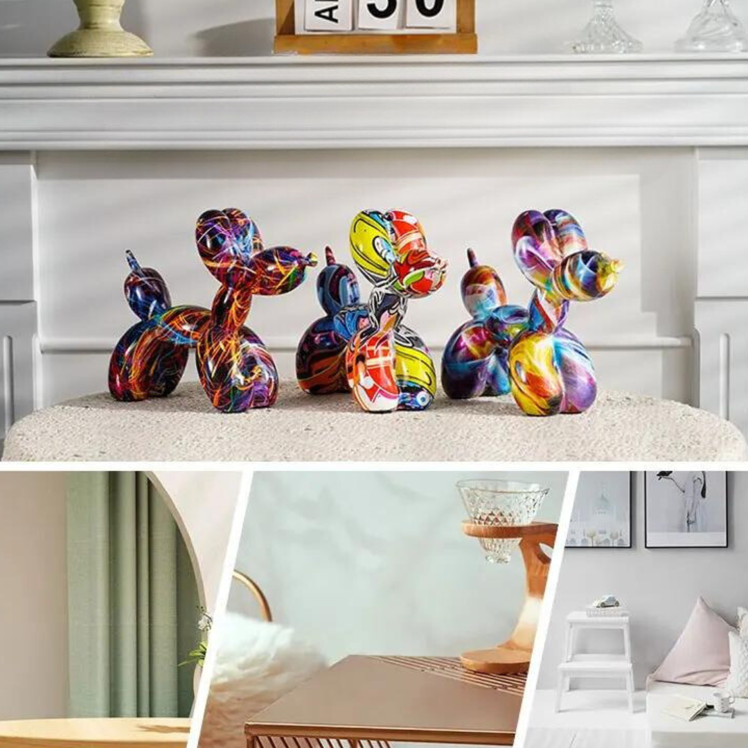 Unikalna Inflatable Dog Decoration z Wysokiej Jakości Żywicy – Ręcznie Wykonana, 21x17x9 cm, Kolorowa Figura do Wnętrz 5