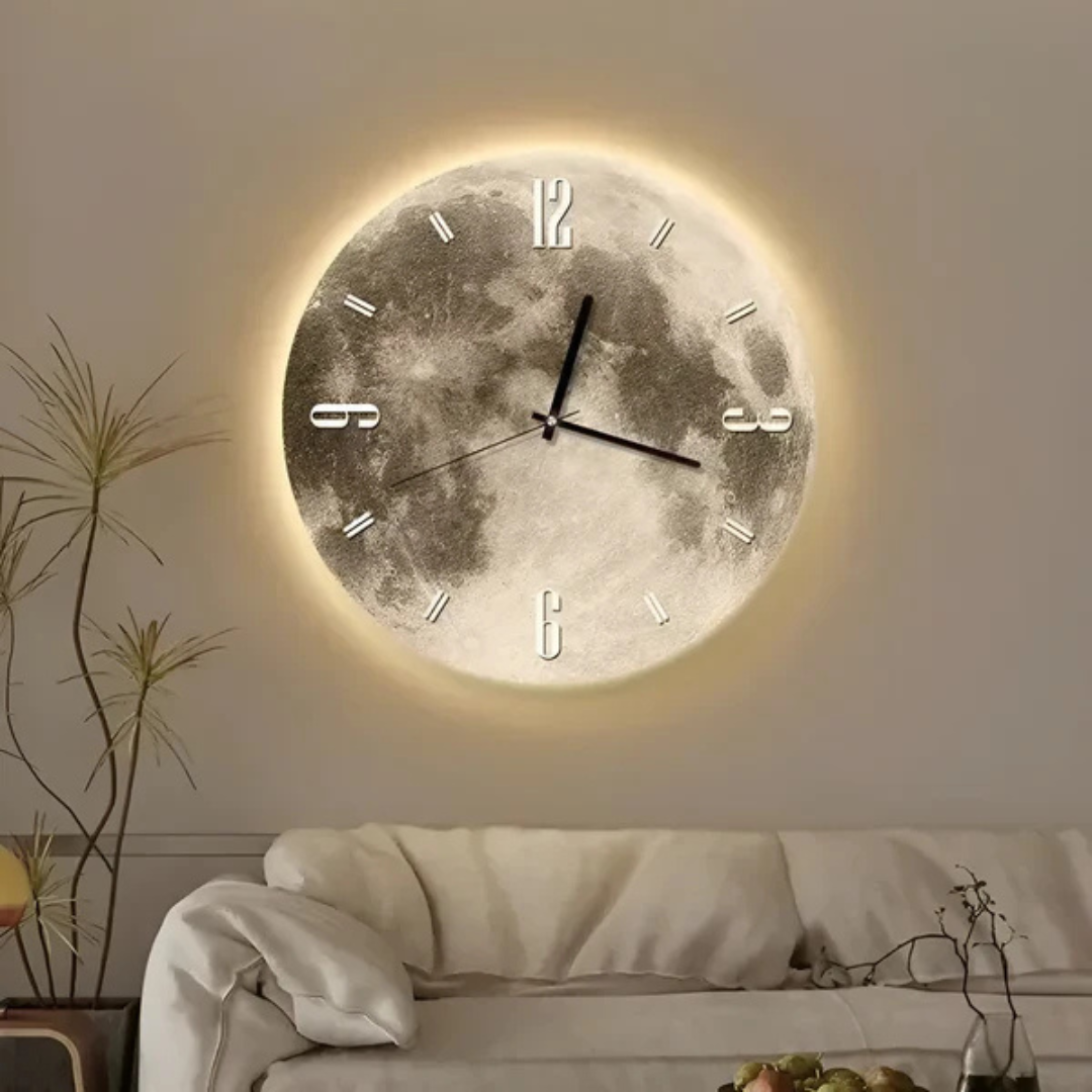 Zegar Ścienny Księżycowy 30 cm – Elegancki Zegar na Ścianę do Salonu i Sypialni, Nowoczesny Design z Drewna 1