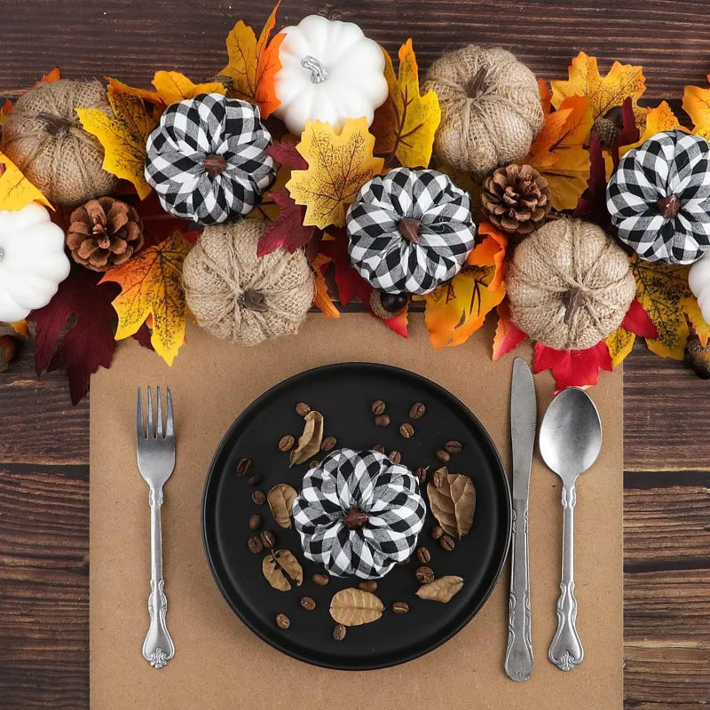 Zestaw 12 ozdobnych dyni z materiału jutowego – Idealne na Halloween i Święto Dziękczynienia 3