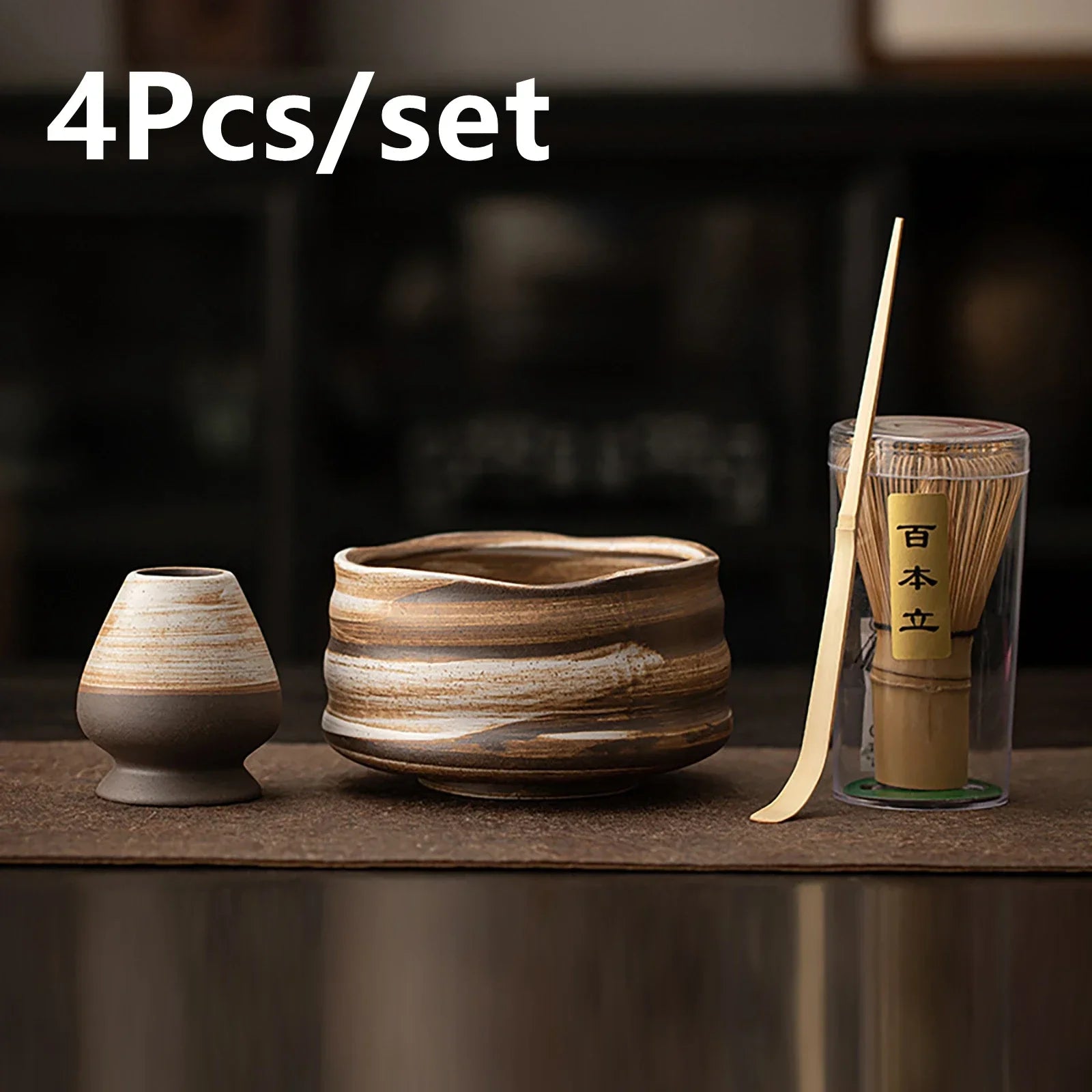 Zestaw do Matcha z Bambusowym Whiskiem i Łyżeczką – 4 Elementy do Parzenia Herbaty i Zestaw Herbat 6