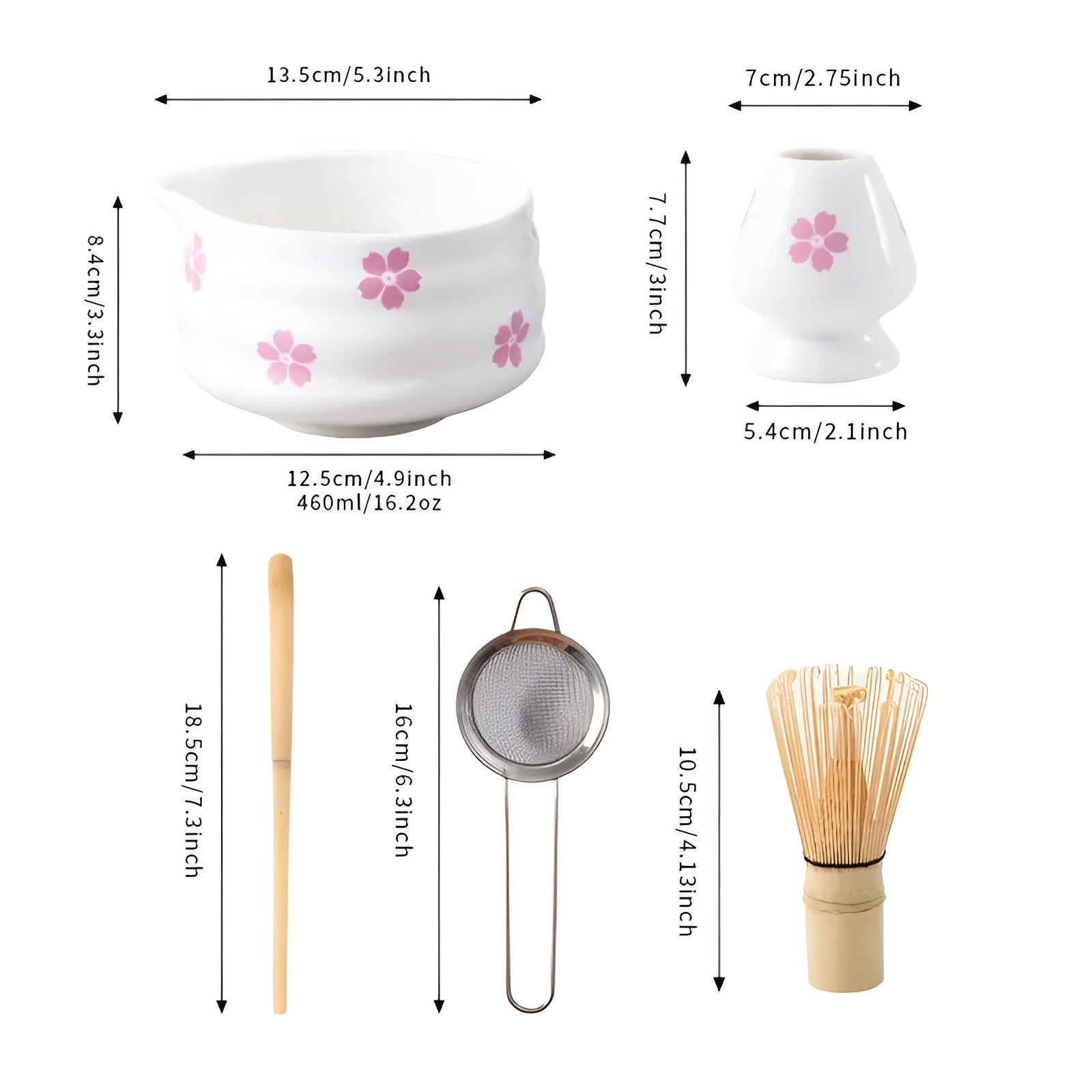 Zestaw do Parzenia Herbaty Matcha z Ceramiki, Bambusowym Whisk i Sitkiem – Elegancki Zestaw do Herbaty z Japońskim Designem 7