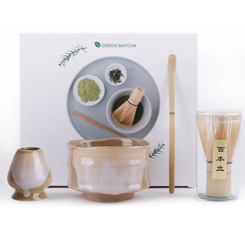 Zestaw do herbaty Matcha 4-częściowy z bambusowym trzepaczem i ceramiczną miseczką – idealny zestaw herbat na prezent 10