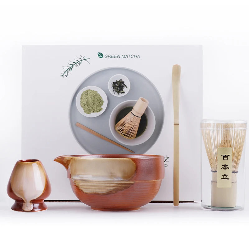 Zestaw do herbaty Matcha 4-częściowy z bambusowym trzepaczem i ceramiczną miseczką – idealny zestaw herbat na prezent 9