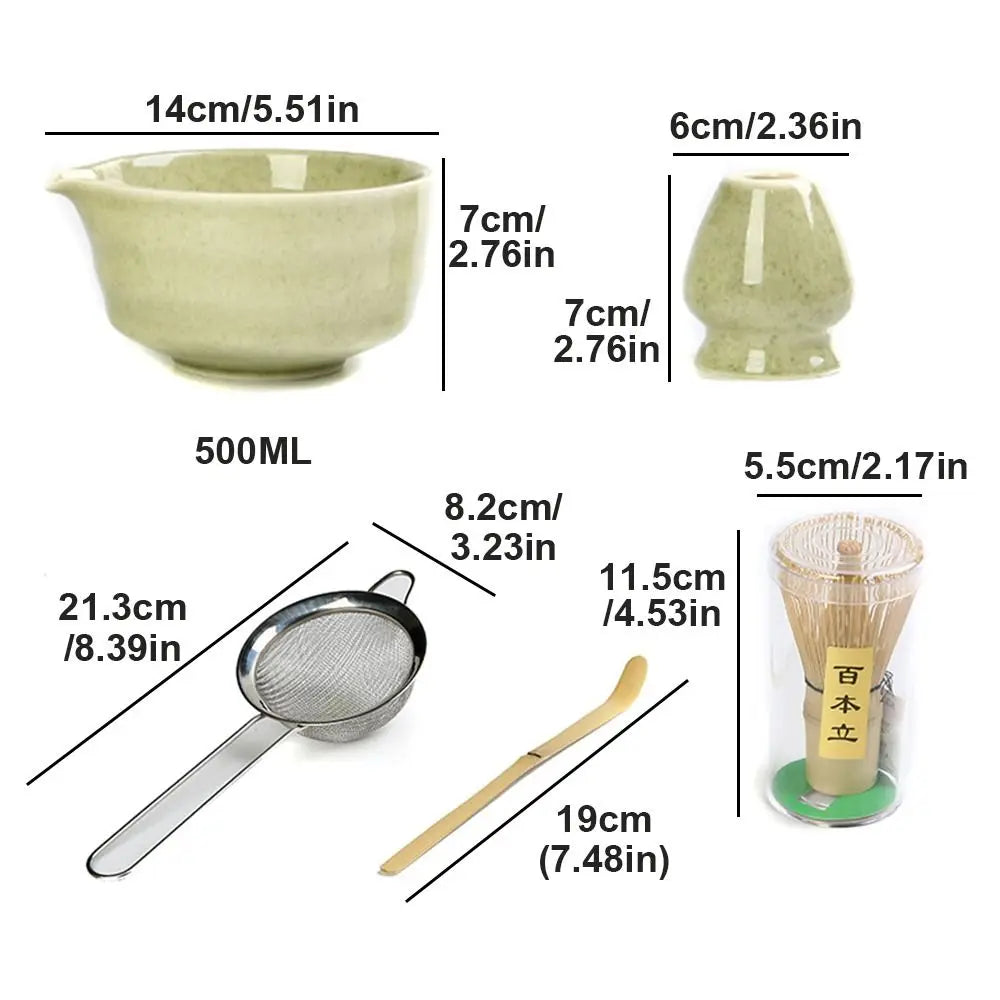 Zestaw do herbaty matcha 5-częściowy z ceramiki i bambusa – Idealny na prezent do parzenia herbaty 5