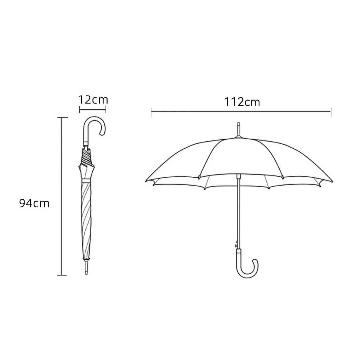 Parasol przeciwdeszczowy w kolorze szarym z drewnianą rączką
