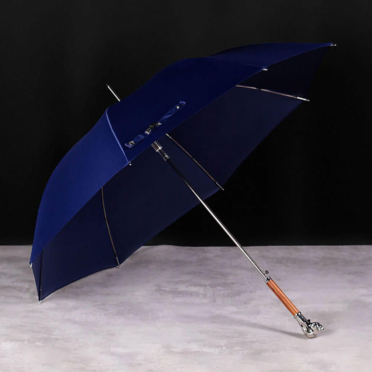 Parasol z rączką głowa psa w kolorze niebieskim