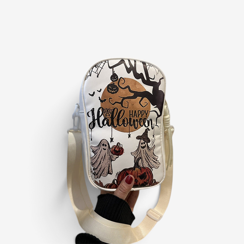 Torebka na ramię Halloween z motywem dyni w kolorze białym