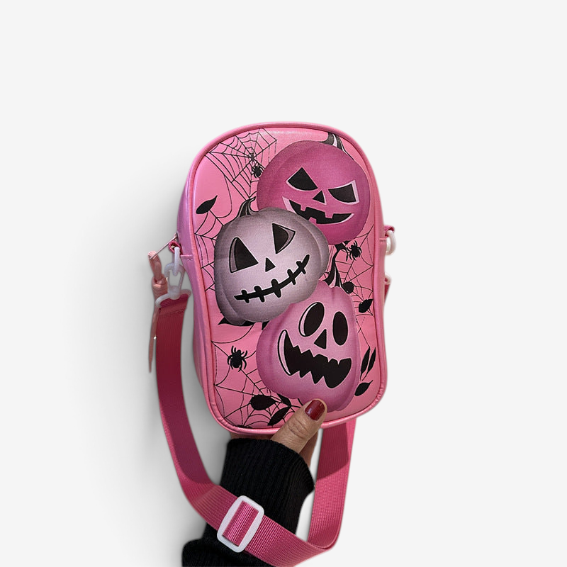 Torebka na ramię Halloween z motywem dyni w kolorze różowym