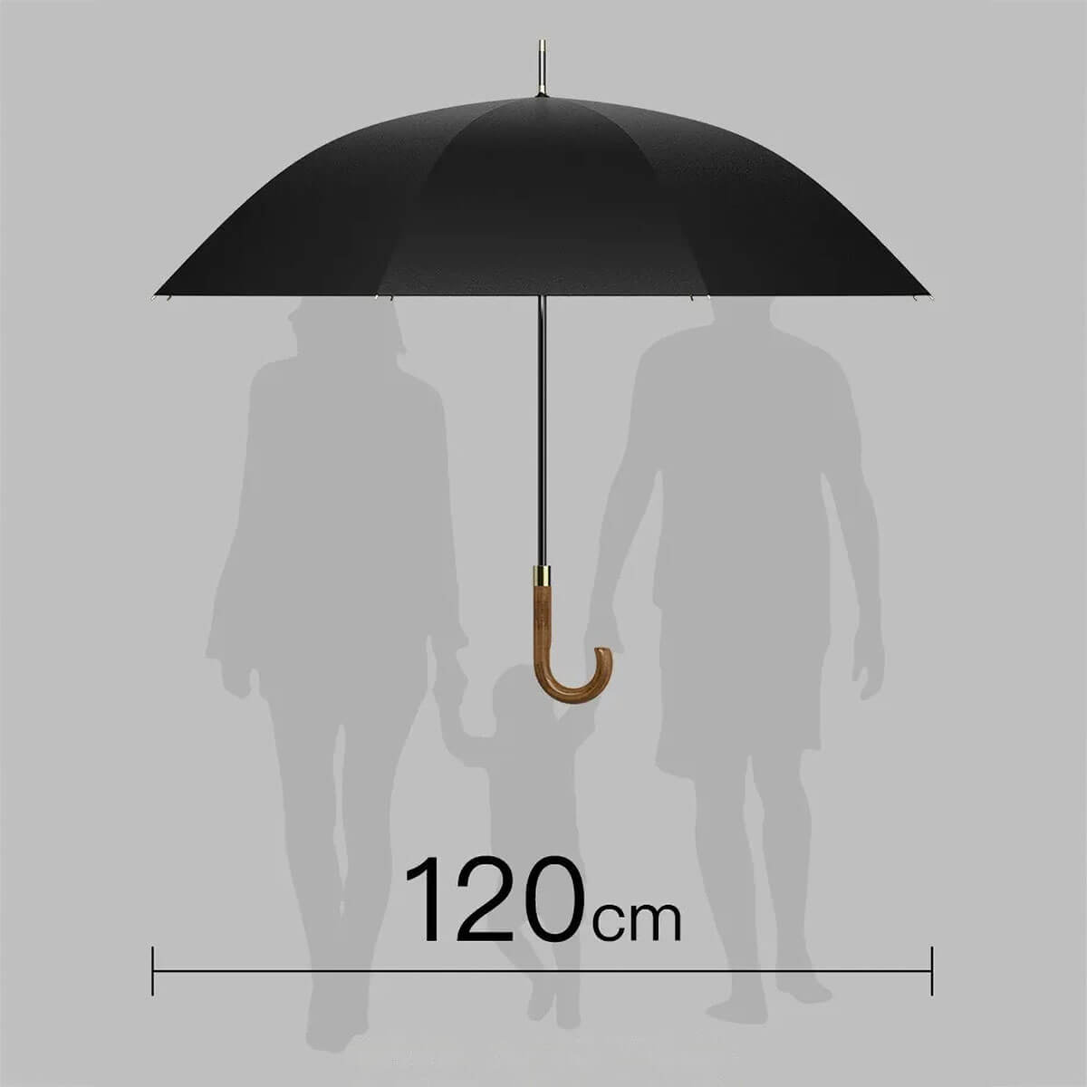 Duży czarny parasol xl w użyciu na otwartej przestrzeni
