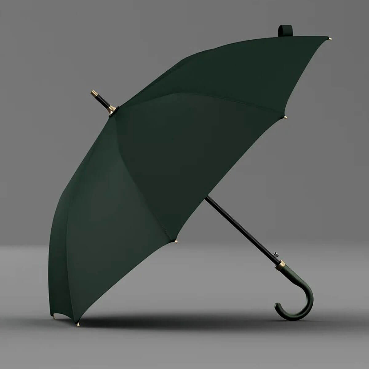 Pełnowymiarowy długi parasol ze skórzaną rączką
