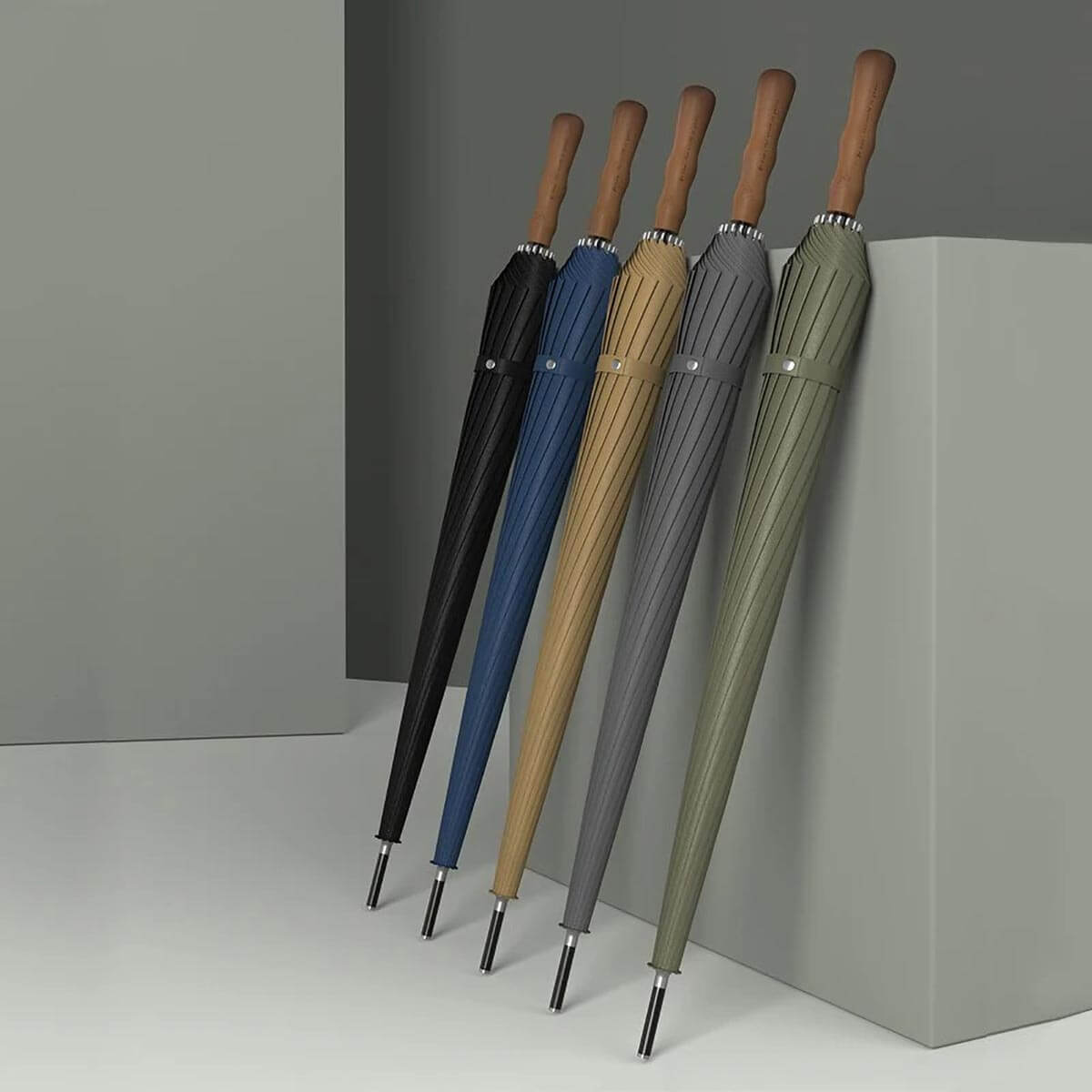 Parasol spacerowy z drewnianą rączką – elegancki design