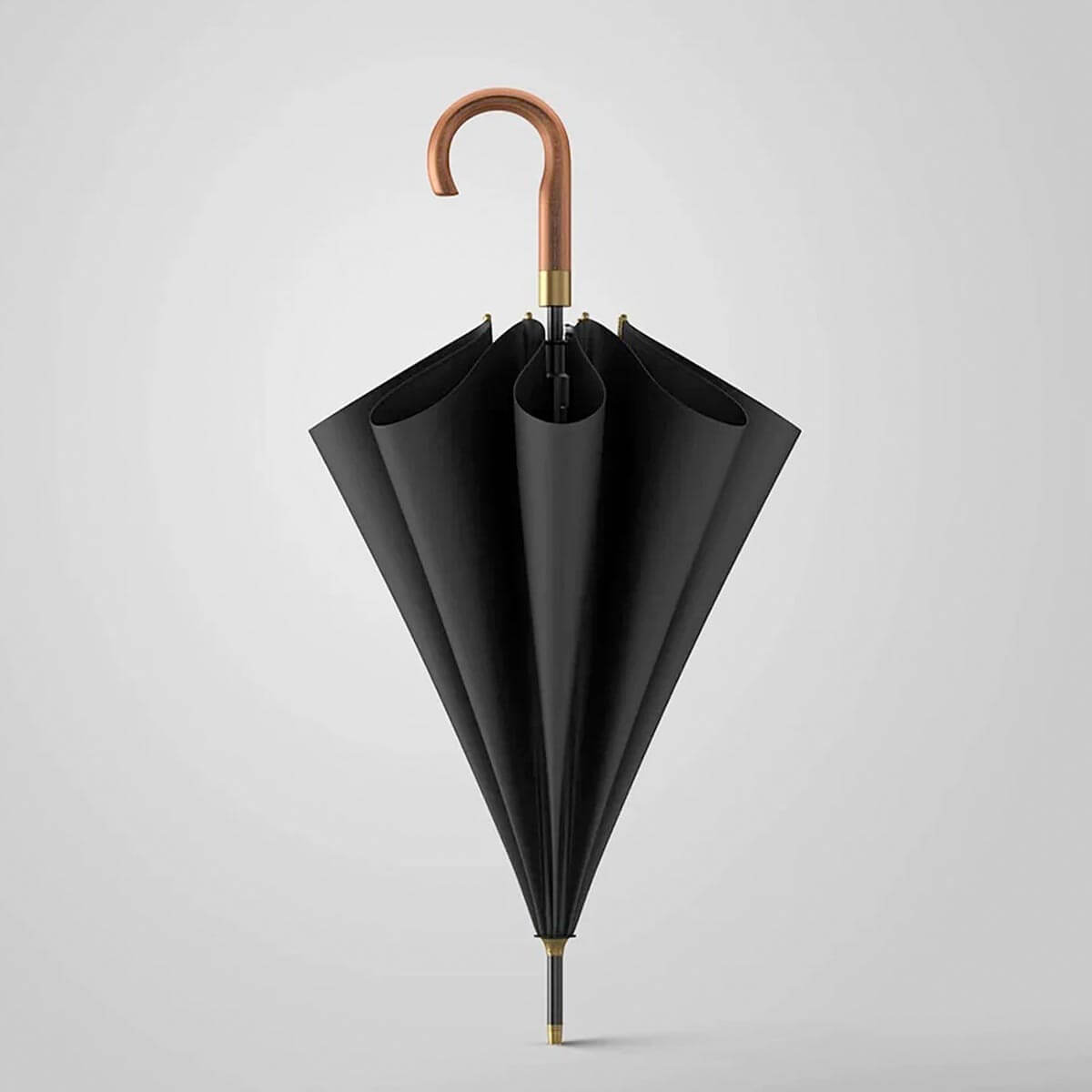 Elegancki design parasola z drewnianą rączką
