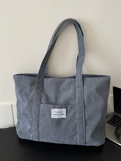 Brązowa sztruksowa torba shopper – retro styl