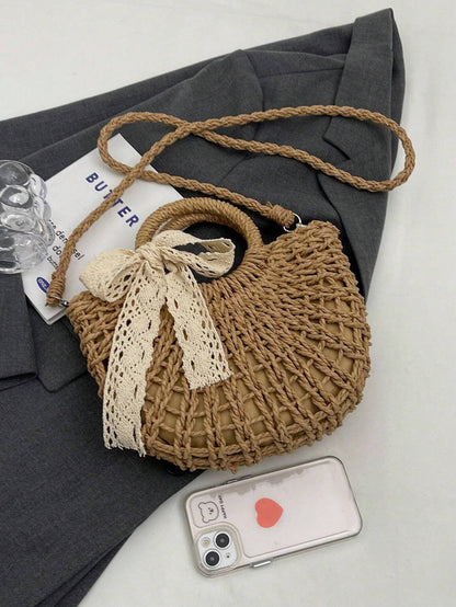 Torba plażowa słomiana z mocnymi uchwytami