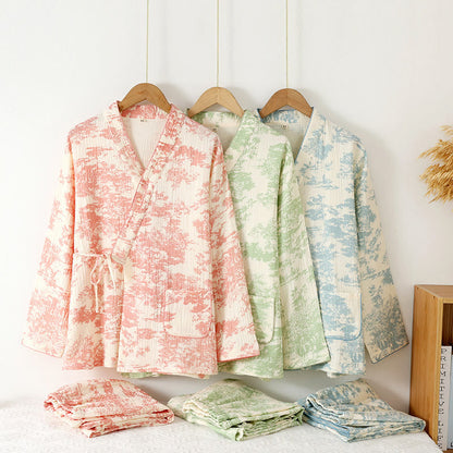 Damska piżama bawełniana w stylu kimono – komplet dwuczęściowy
