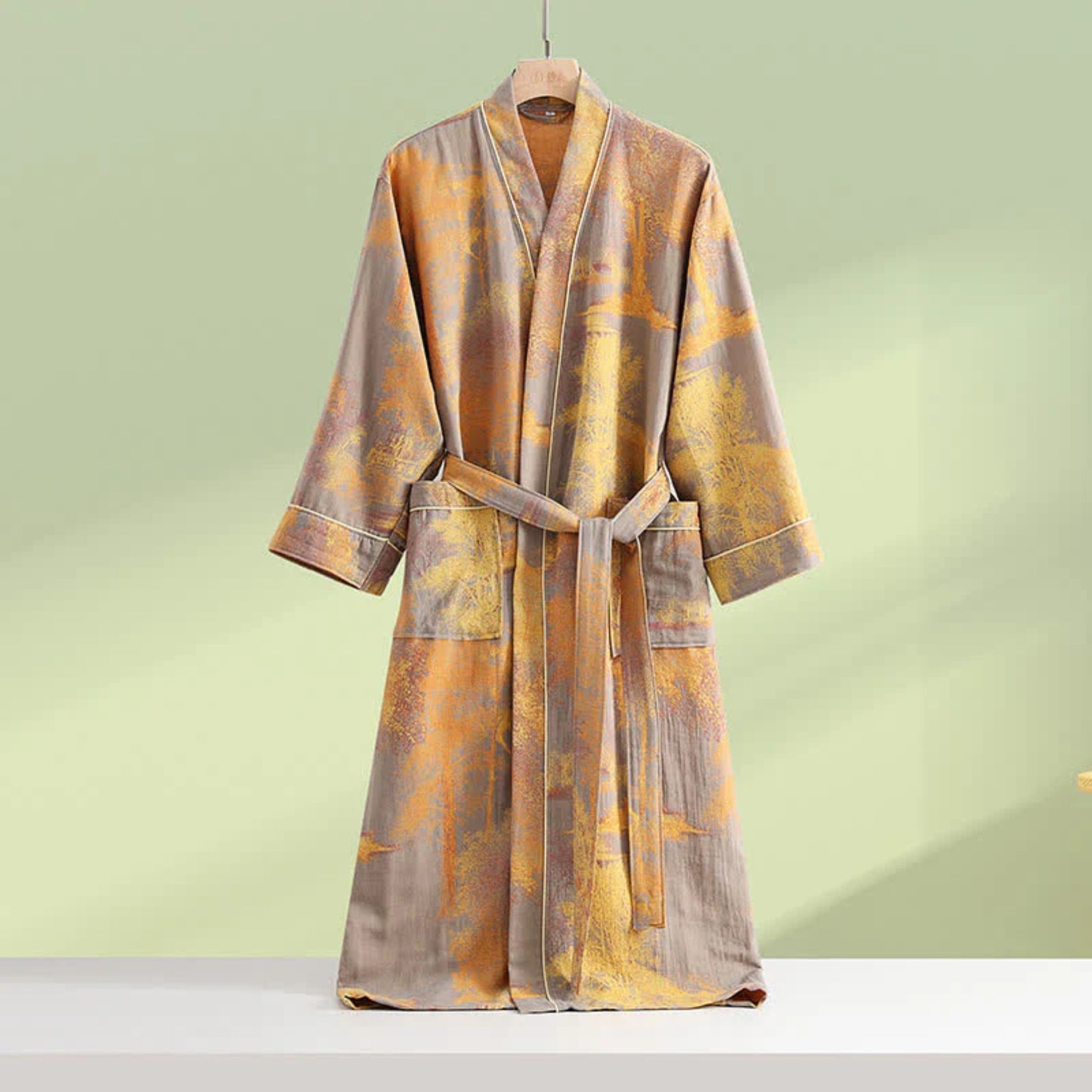 Szlafrok kimono bawełniany w kolorze naturalnym