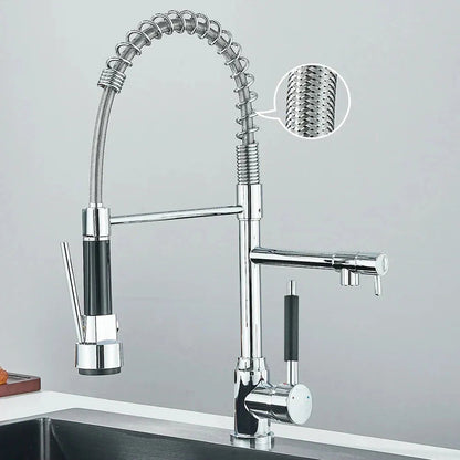 Bateria HydroSpout – elastyczna podwójna wylewka ze stali nierdzewnej do efektywnego użytkowania w kuchni z możliwością obrotu o 360° 7