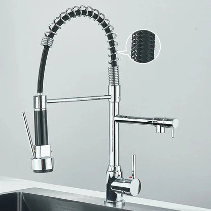 Bateria HydroSpout – elastyczna podwójna wylewka ze stali nierdzewnej do efektywnego użytkowania w kuchni z możliwością obrotu o 360° 8