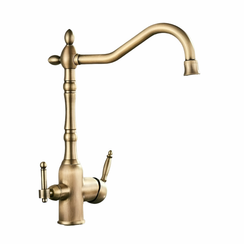 Bateria kuchenna z mosiądzu – Elegancka, obrotowa armatura do kuchni z 360-stopniowym wylewem i intuicyjnym uchwytem 3