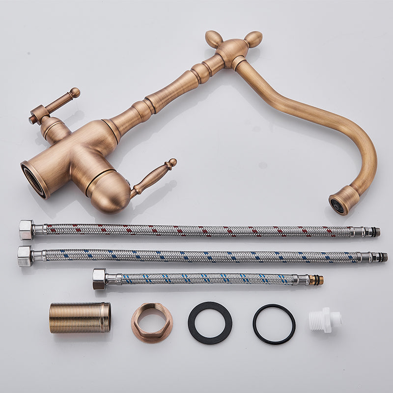 Bateria kuchenna z mosiądzu – Elegancka, obrotowa armatura do kuchni z 360-stopniowym wylewem i intuicyjnym uchwytem 8