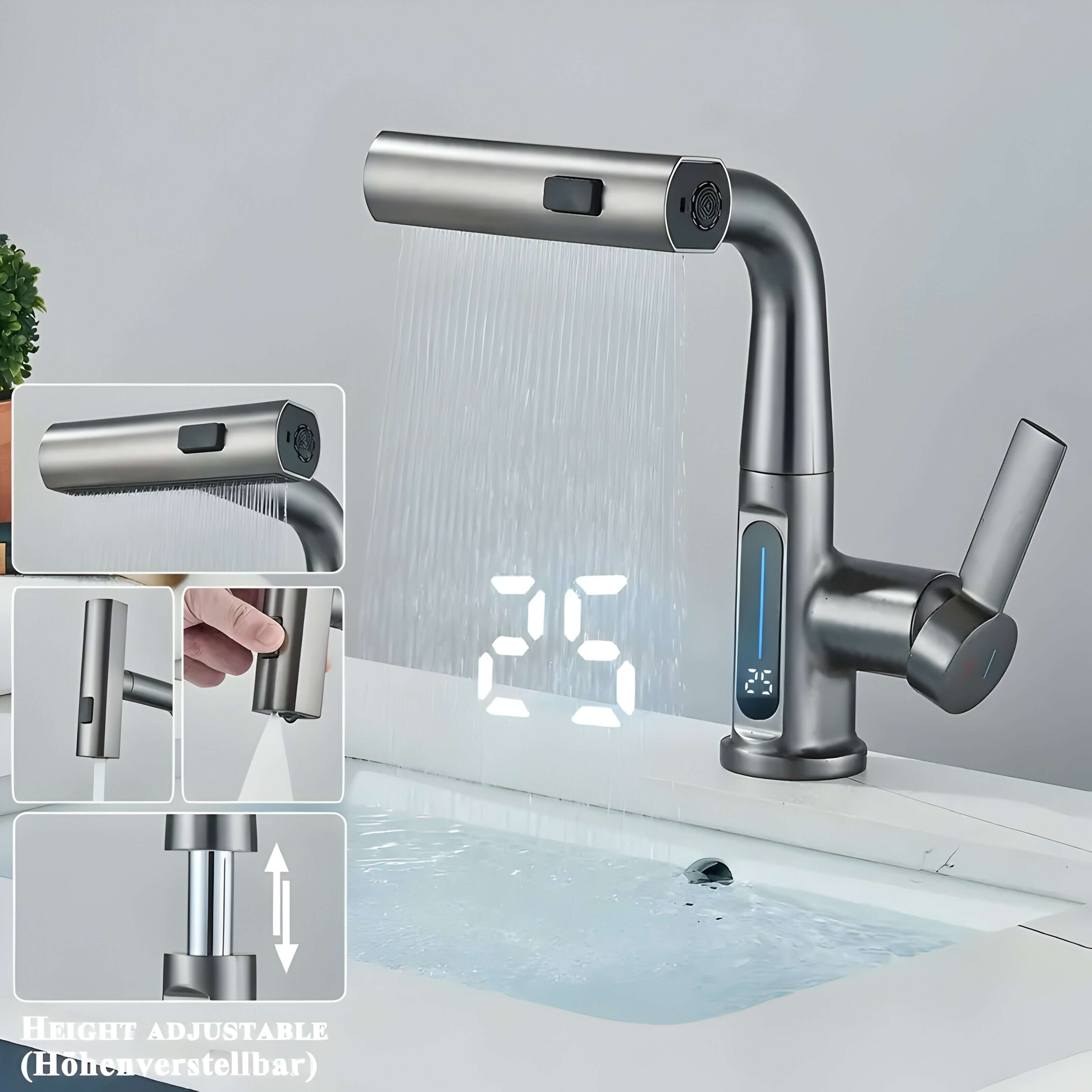 Bateria kuchenna ze stali nierdzewnej z wyciąganą wylewką – Nowoczesny kran kuchenny z regulacją strumienia wody 7