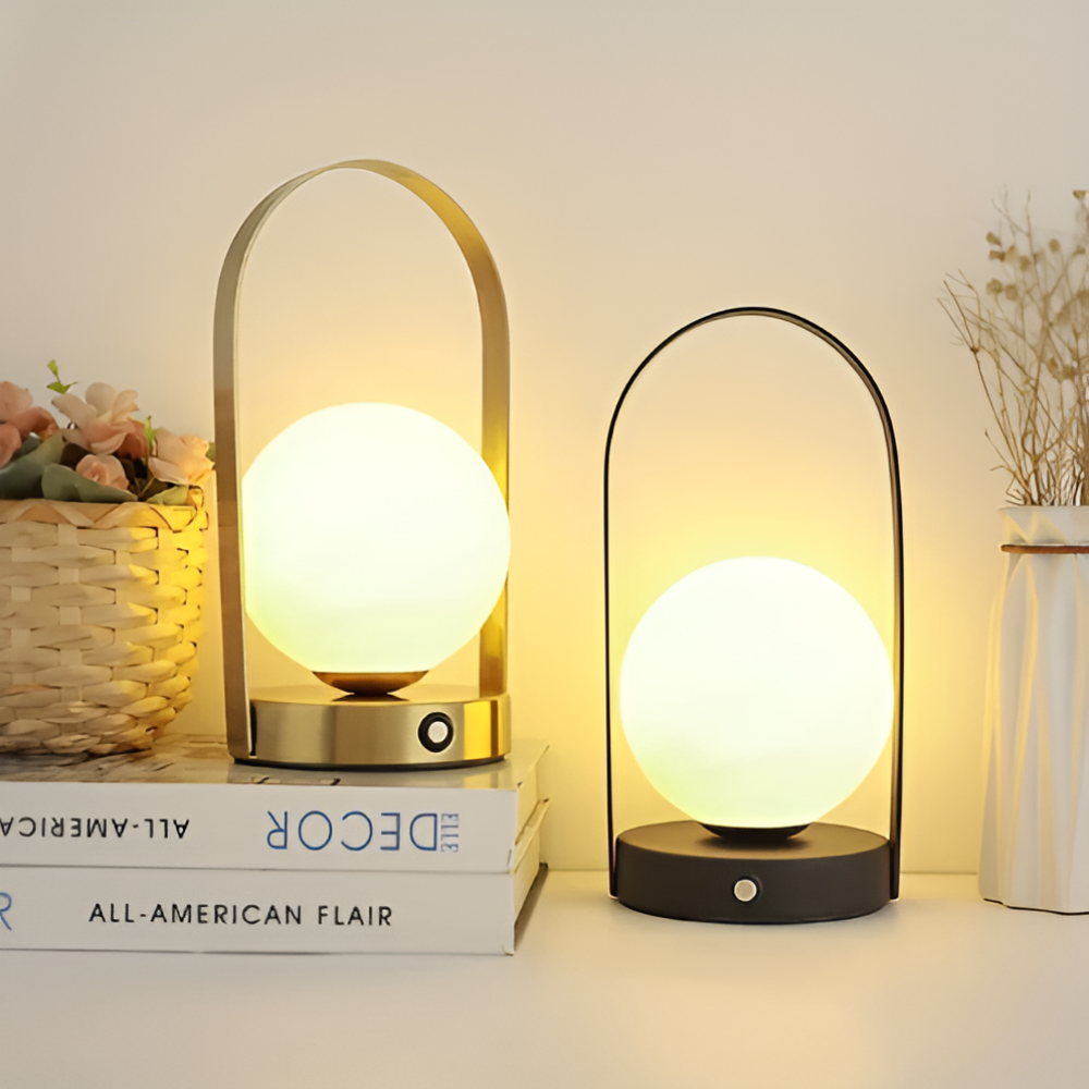 Bezprzewodowa Lampa Stołowa LED Orbita – Elegancka Lampka Nocna do Salonów, Regulowane Światło, Odporna na Rdzę, Akumulatorowa 2