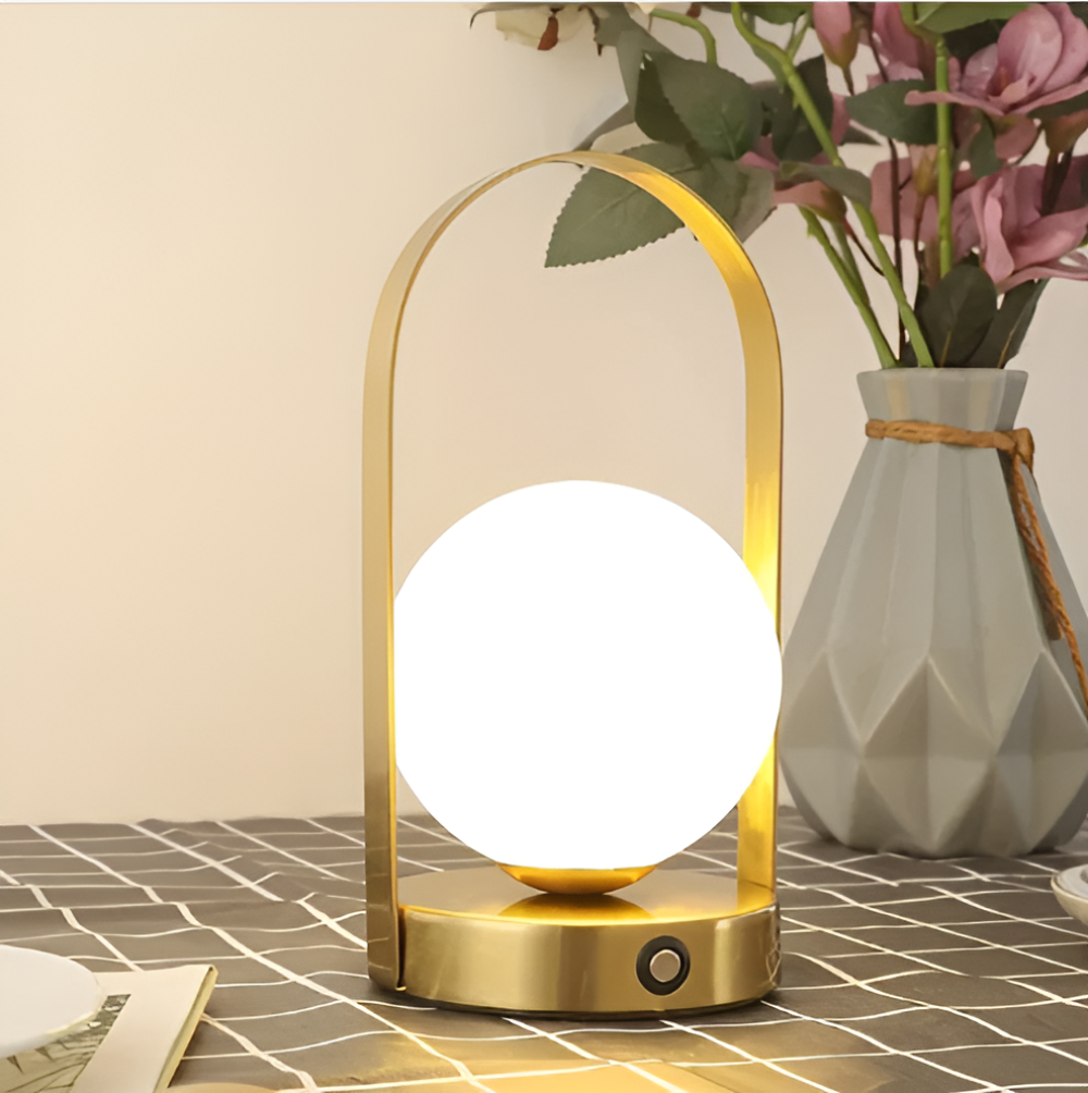 Bezprzewodowa Lampa Stołowa LED Orbita – Elegancka Lampka Nocna do Salonów, Regulowane Światło, Odporna na Rdzę, Akumulatorowa 4