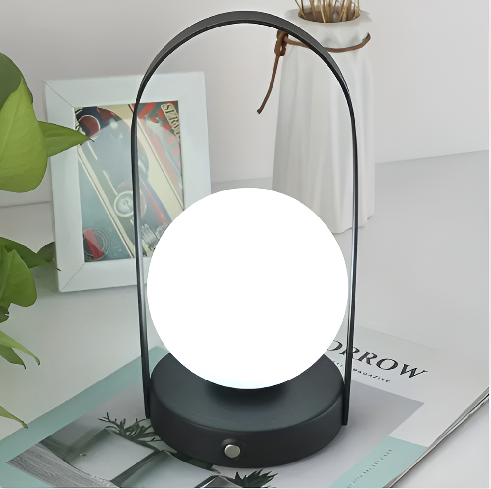 Bezprzewodowa Lampa Stołowa LED Orbita – Elegancka Lampka Nocna do Salonów, Regulowane Światło, Odporna na Rdzę, Akumulatorowa 6