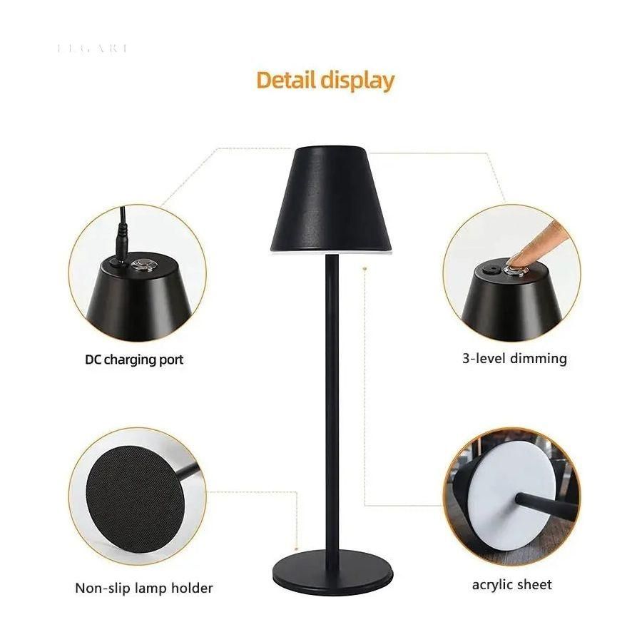 Bezprzewodowa lampa LED z aluminium – Elegancki design, 28 godzin świecenia, idealna do wnętrz i na zewnątrz