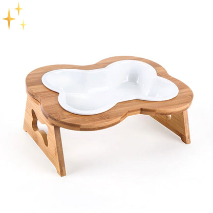 Ceramiczna Miska Dla Psa z Drewnianą Podstawą – Ergonomiczny Design i Stylowy Kształt w Formie Kości 4
