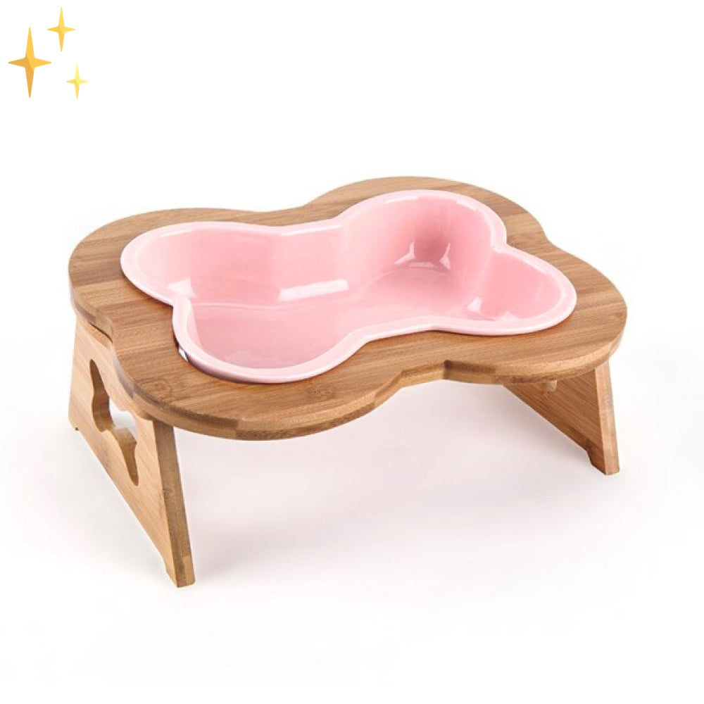 Ceramiczna Miska Dla Psa z Drewnianą Podstawą – Ergonomiczny Design i Stylowy Kształt w Formie Kości 6
