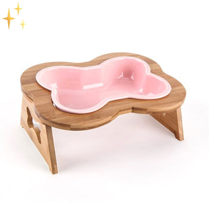 Ceramiczna Miska Dla Psa z Drewnianą Podstawą – Ergonomiczny Design i Stylowy Kształt w Formie Kości 6