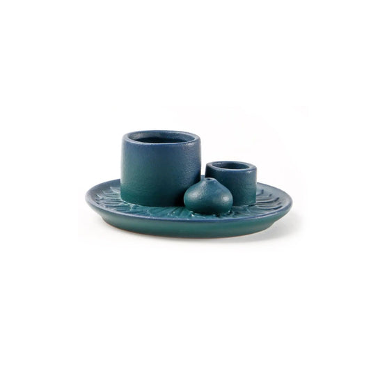 Ceramiczny Świecznik i Holder na Kadzidła 14 x 8 cm - Elegancki Rustykalny Design do Wnętrz 1