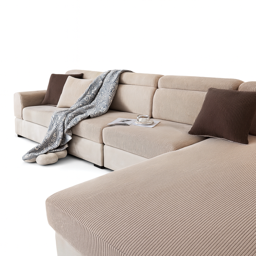 Czarny Sztruksowy Narzuta na Sofę – Rozciągliwy Materiał, Stylowy Design i Ochrona przed Zarysowaniami [narzuta na sofę]