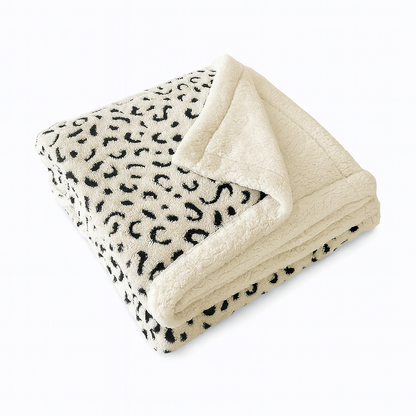 Gruby Ciepły Koc Fleece z Luksusowym Wzorem Lamparta – Idealny do Sypialni i Salonu, Miękki i Przyjemny w Dotyku