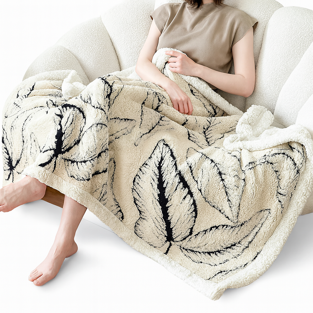 Ciepły Koc Podwójny z Tkaniny Żakardowej, Miękki i Stylowy, Idealny do Biura i na Sofę, 150x200 cm