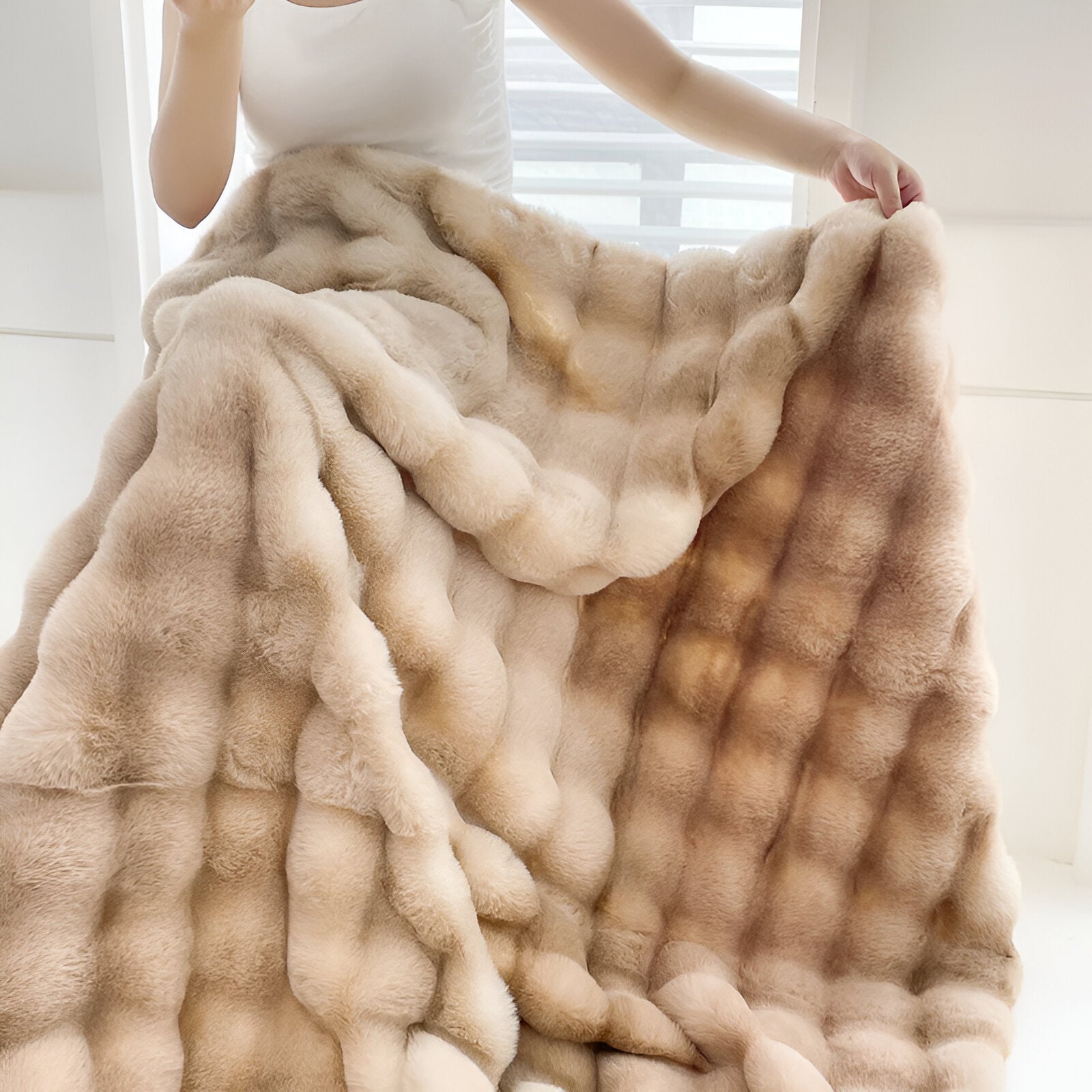 Ciepły Gruby Koc Fleece z Gradientowym Wzorem – Miękki i Stylowy Koc Patchworkowy 160x200 cm 9