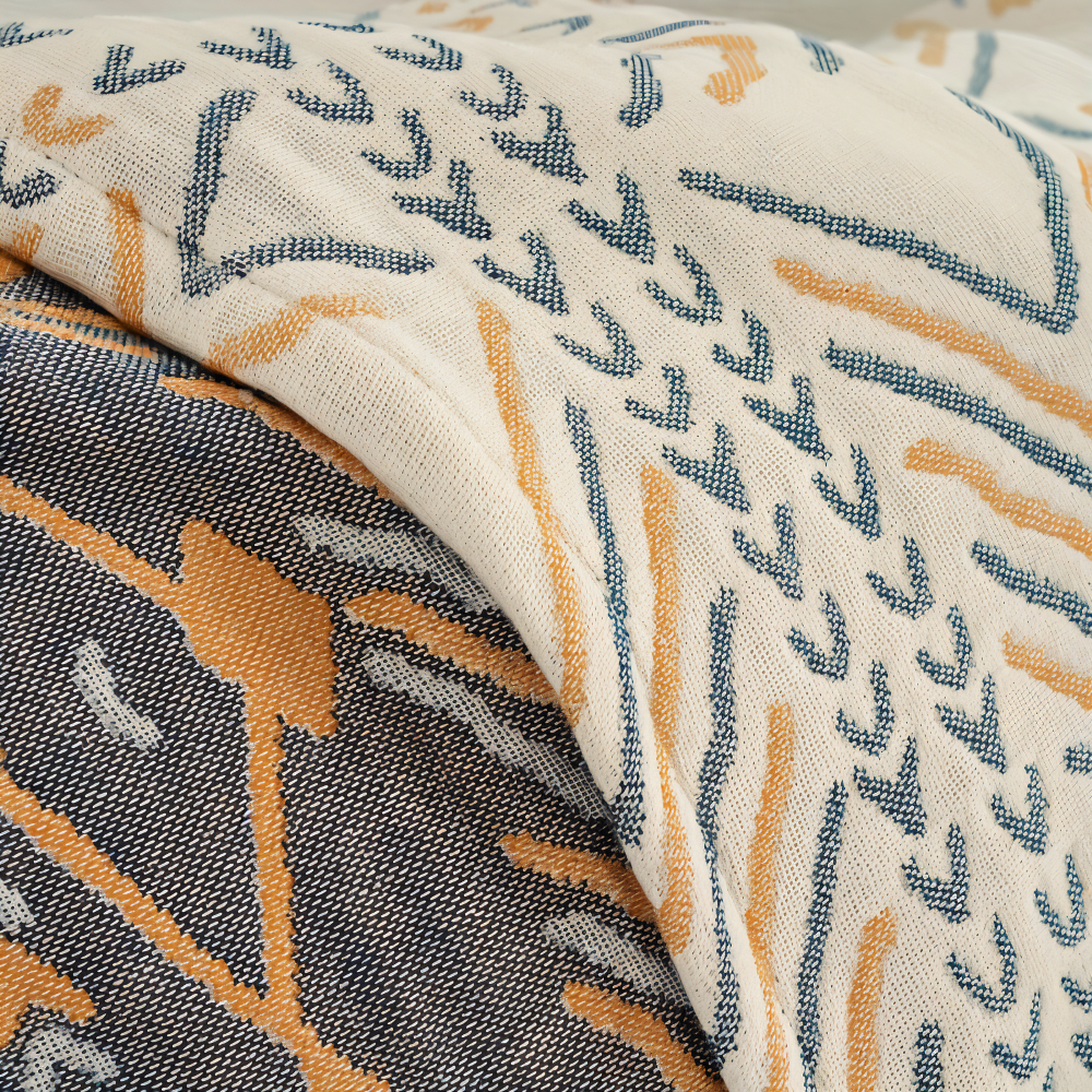 Ciepły Koc Bawełniany 150x200 cm, Odwracalny Pled Boho w Stylu Geometricznym, Idealny na Wszystkie Pory Roku 5