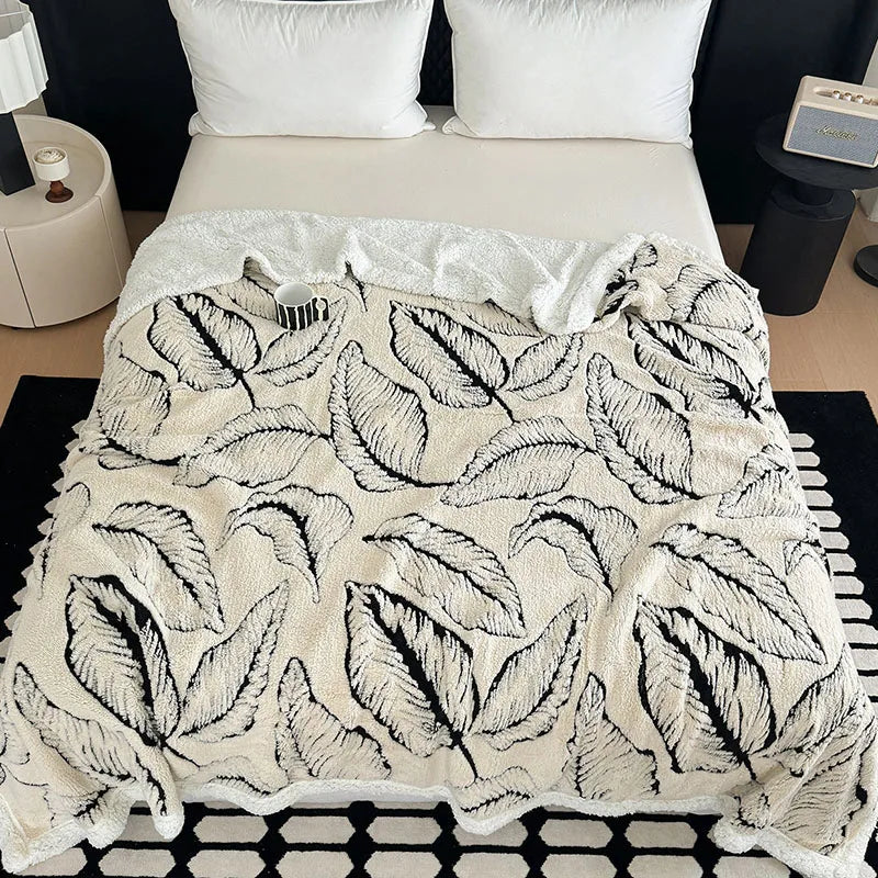 Ciepły Koc Podwójny z Tkaniny Żakardowej, Miękki i Stylowy, Idealny do Biura i na Sofę, 150x200 cm 4